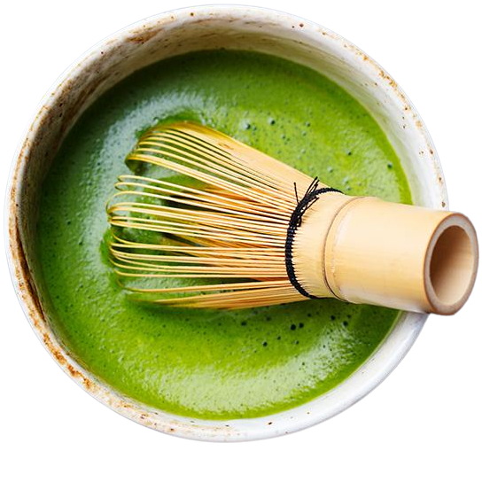 Matcha tea with bamboo whisk